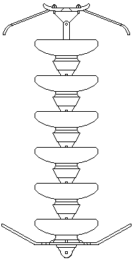 Cadena de aisladores de suspensión con antenas o cuernos de protección