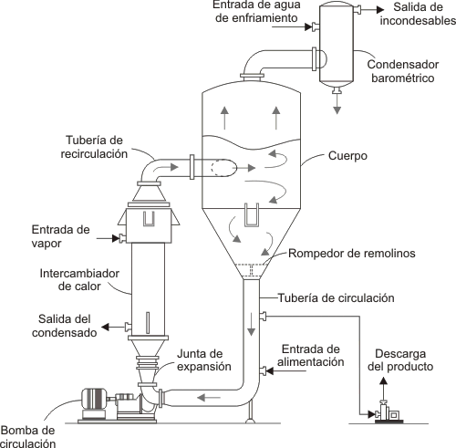 Cristalizador de evaporación de circulación forzada